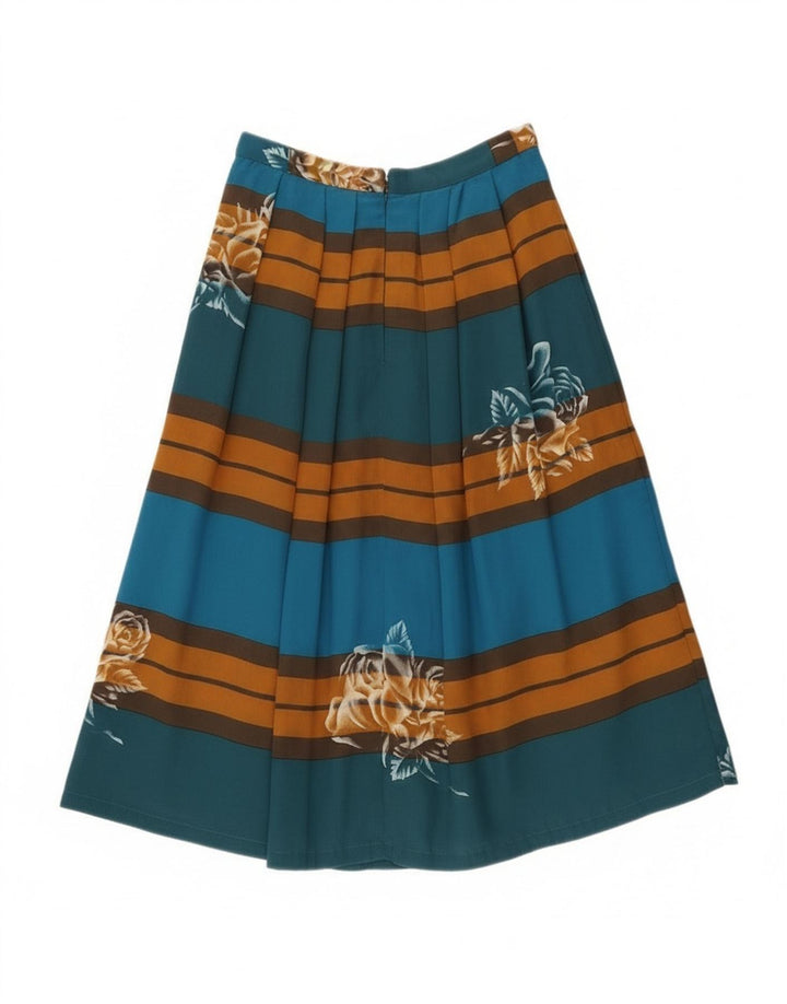 Vintage Womens Pleated A-Line Skirt W24 XS Multicoloured Striped