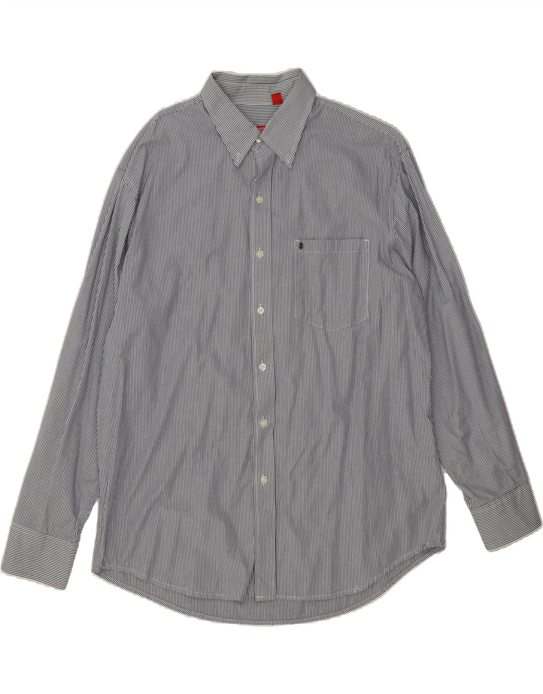 IZOD Mens Shirt Large Blue Pinstripe Cotton Vintage Izod and Second-Hand Izod from Messina Hembry 