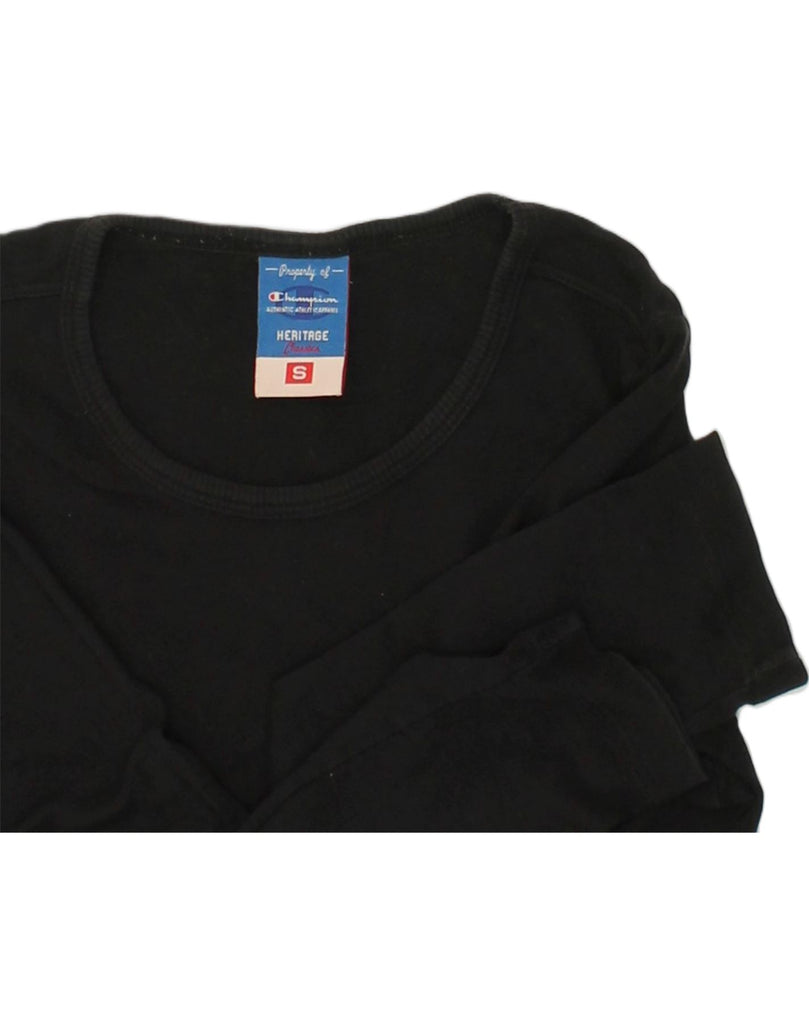 CHAMPION Womens Heritage Classics Top Long Sleeve UK 10 Small Black Cotton | Vintage Champion | Thrift | Second-Hand Champion | Used Clothing | Messina Hembry 