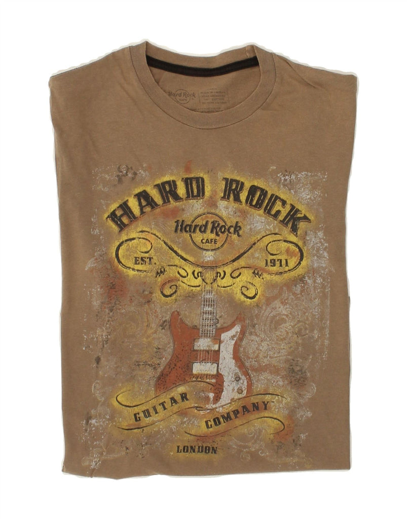 HARD ROCK CAFE Mens London Graphic T-Shirt Top Small Khaki Cotton | Vintage Hard Rock Cafe | Thrift | Second-Hand Hard Rock Cafe | Used Clothing | Messina Hembry 