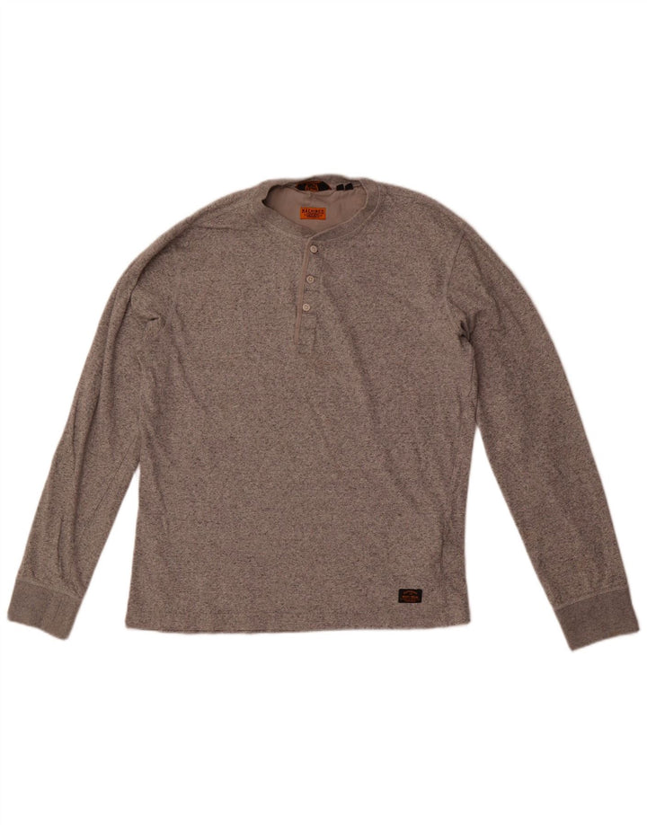 Superdry Mens Top Long Sleeve Medium Grey Flecked Cotton