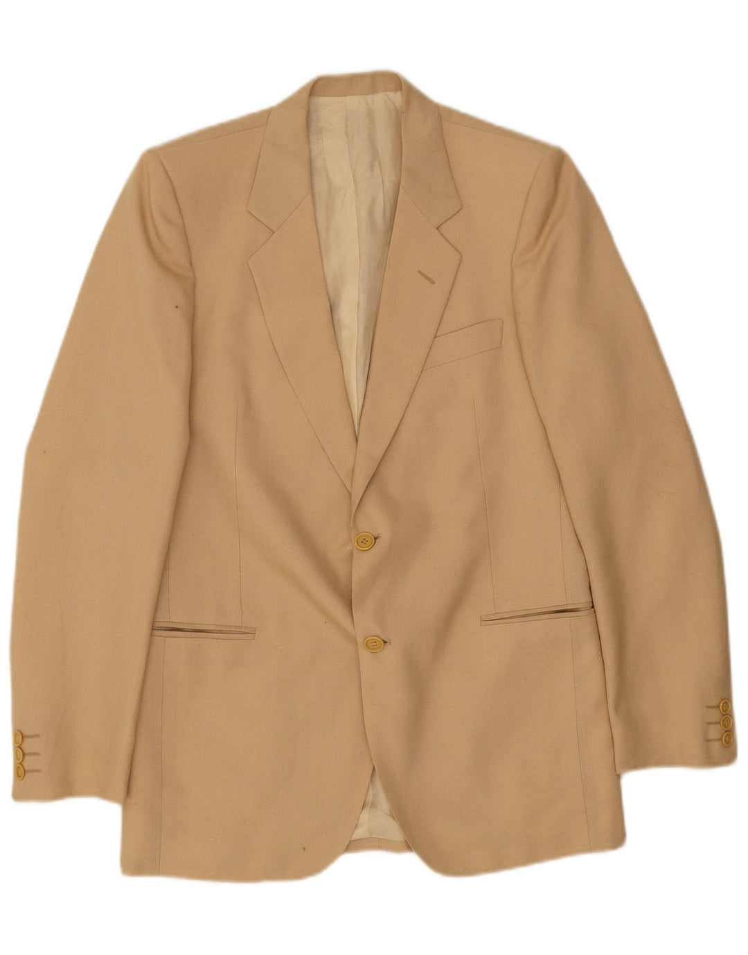 Vintage Mens 2 Button Blazer Jacket IT 48 Medium Beige Polyester