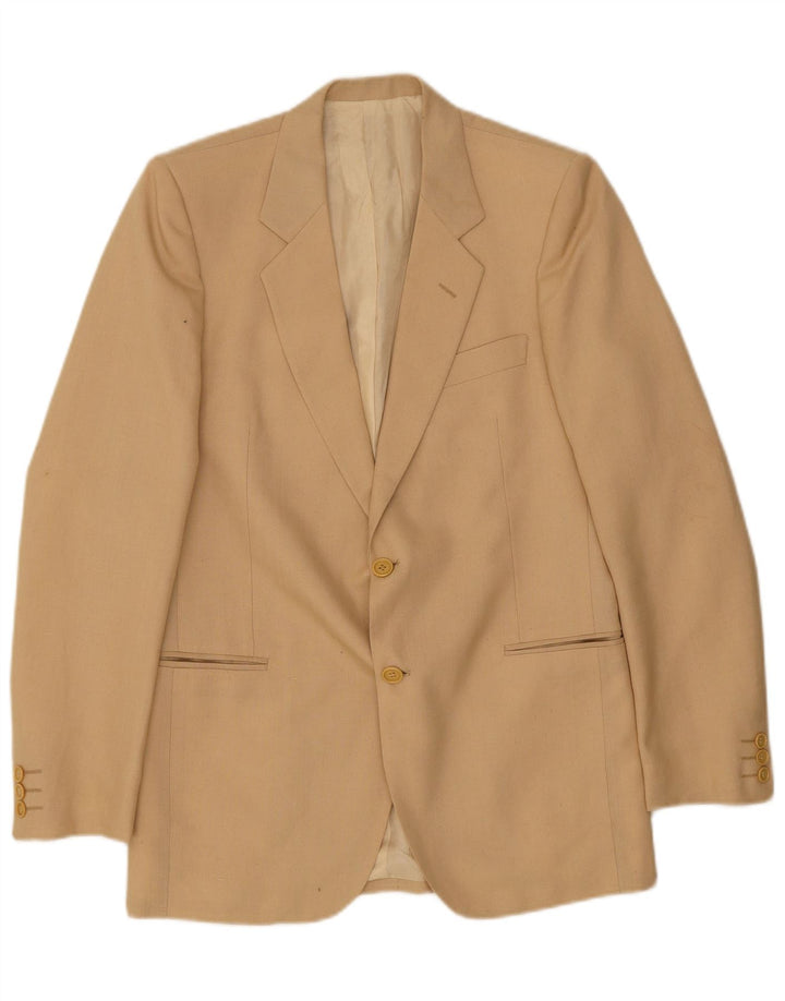 Vintage Mens 2 Button Blazer Jacket IT 48 Medium Beige Polyester