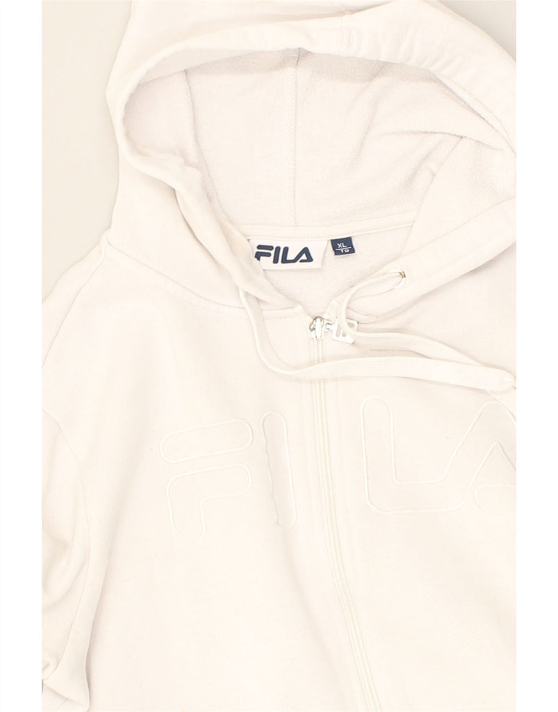 FILA Womens Zip Hoodie Sweater UK 18 XL  White Cotton | Vintage Fila | Thrift | Second-Hand Fila | Used Clothing | Messina Hembry 