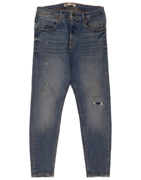 Zara Mens Distressed Skinny Jeans EU 40 Medium W31 L26 Blue Cotton