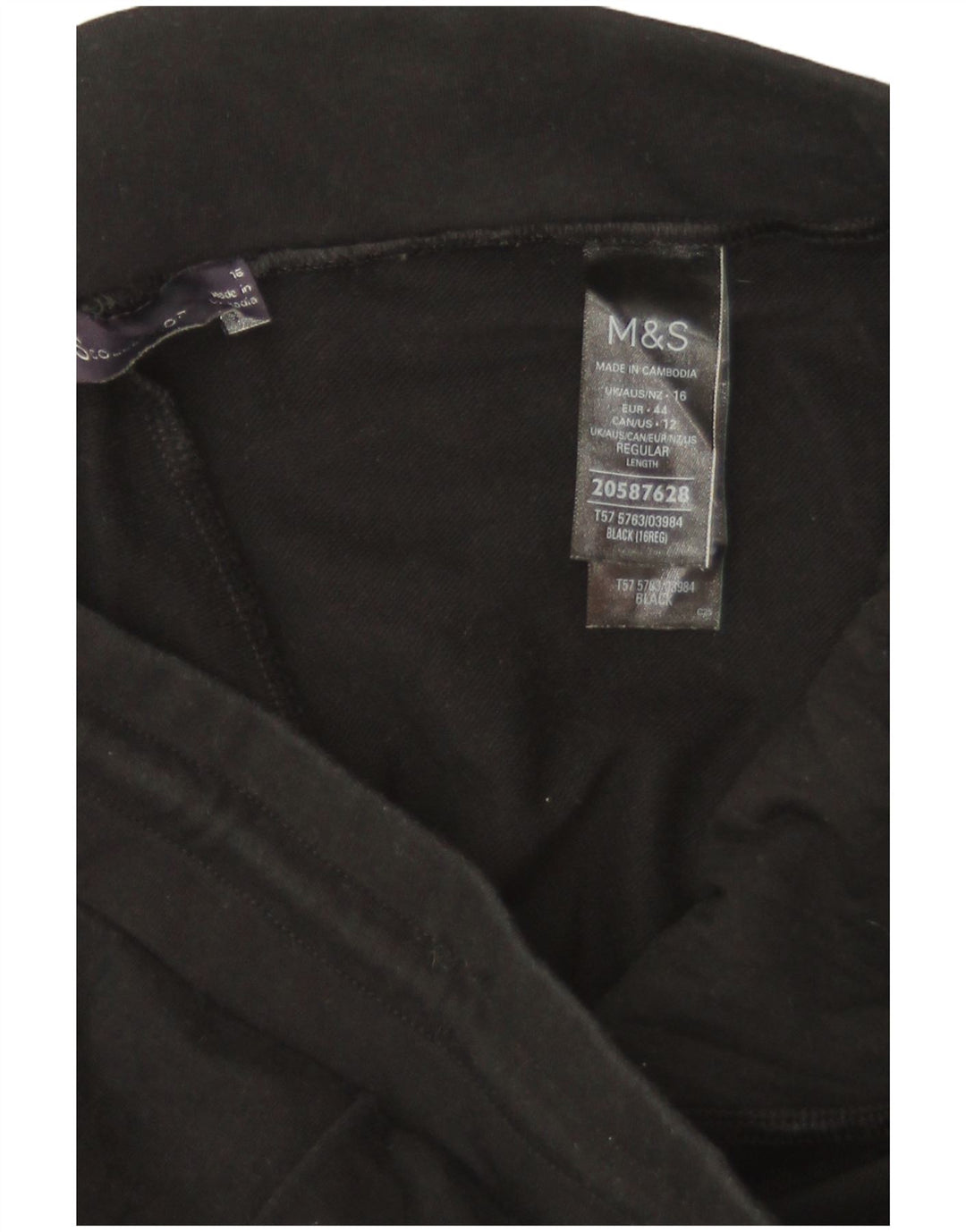 Marks & Spencer Womens Tracksuit Trousers UK 16 Large  Black Cotton