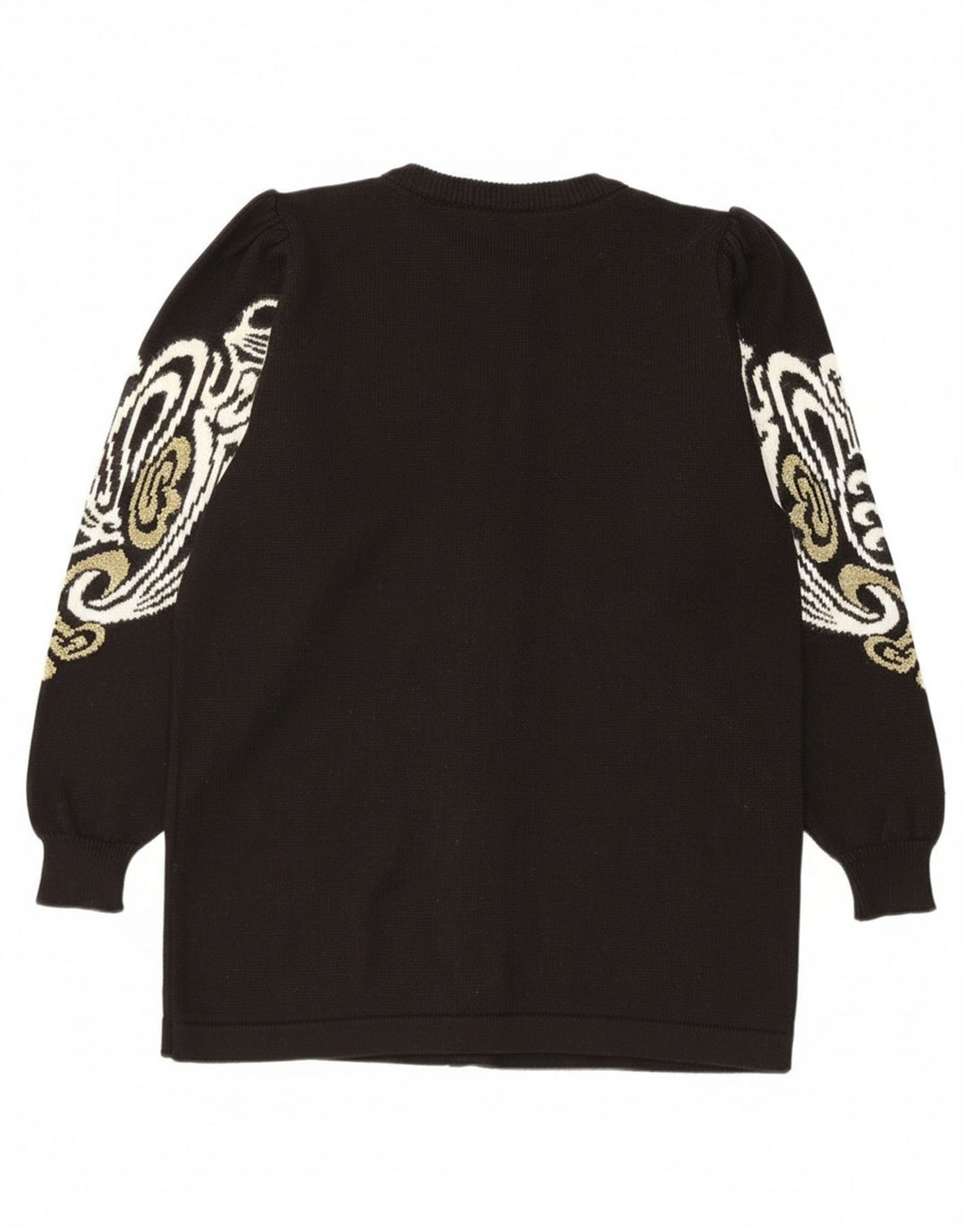 Vintage Womens Cardigan Sweater EU 38/40 Medium Black Paisley Acrylic