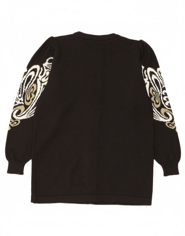 Vintage Womens Cardigan Sweater EU 38/40 Medium Black Paisley Acrylic