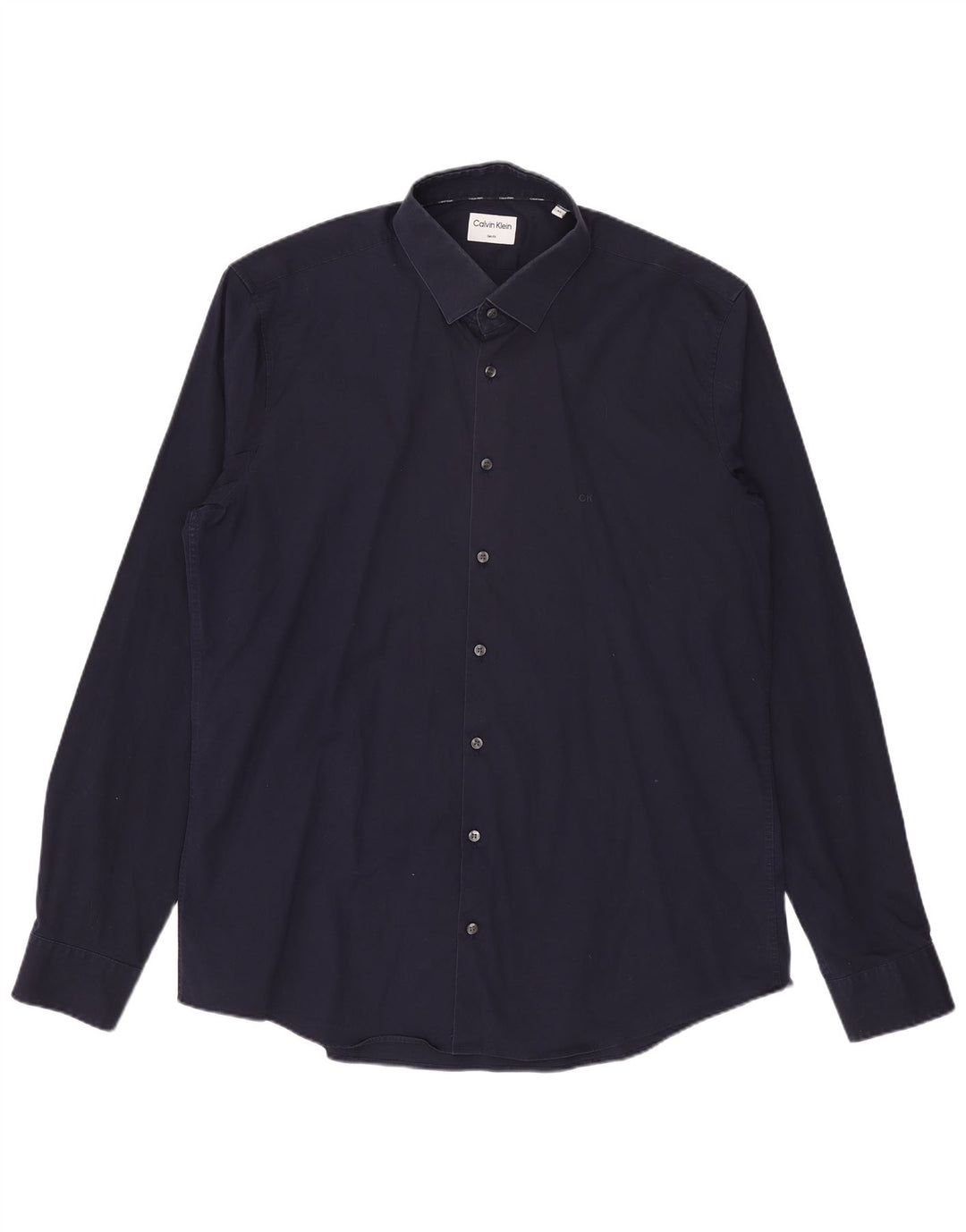 Calvin Klein Mens Slim Fit Shirt Size 43 Large Navy Blue