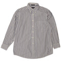 Chaps Mens Classic Fit Shirt Size 16 Large White Striped Cotton