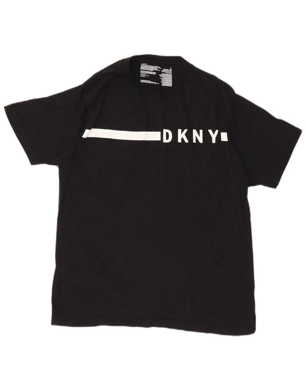 Dkny Mens Graphic T-Shirt Top Large Black Colourblock Cotton