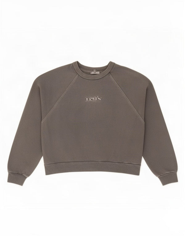 Levi's Womens Crop Graphic Oversized Sweatshirt Jumper UK 14 Medium Grey