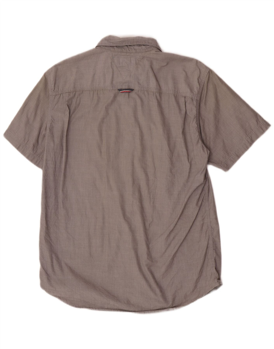 Tommy Hilfiger Mens Short Sleeve Regular Fit Shirt Large Grey Cotton