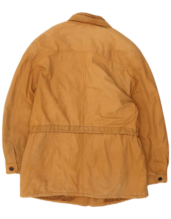 Vintage Mens Leather Jacket IT 54 2XL Beige