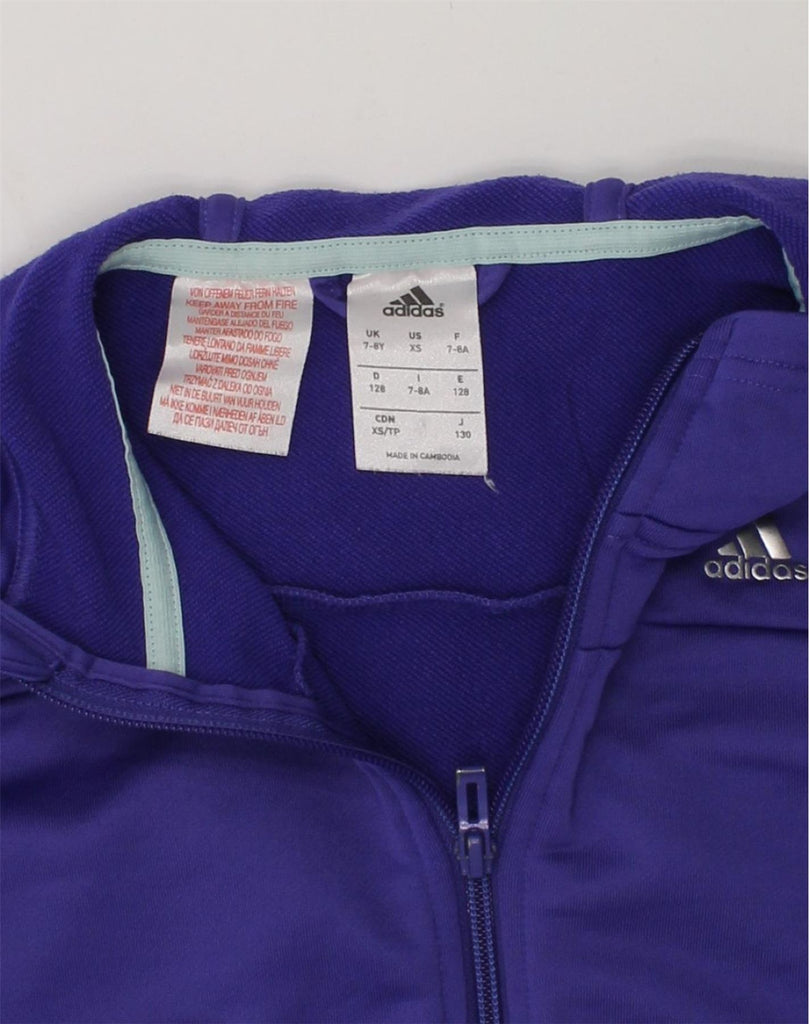 ADIDAS Girls Hooded Tracksuit Top Jacket 7-8 Years XS Purple Polyester | Vintage Adidas | Thrift | Second-Hand Adidas | Used Clothing | Messina Hembry 