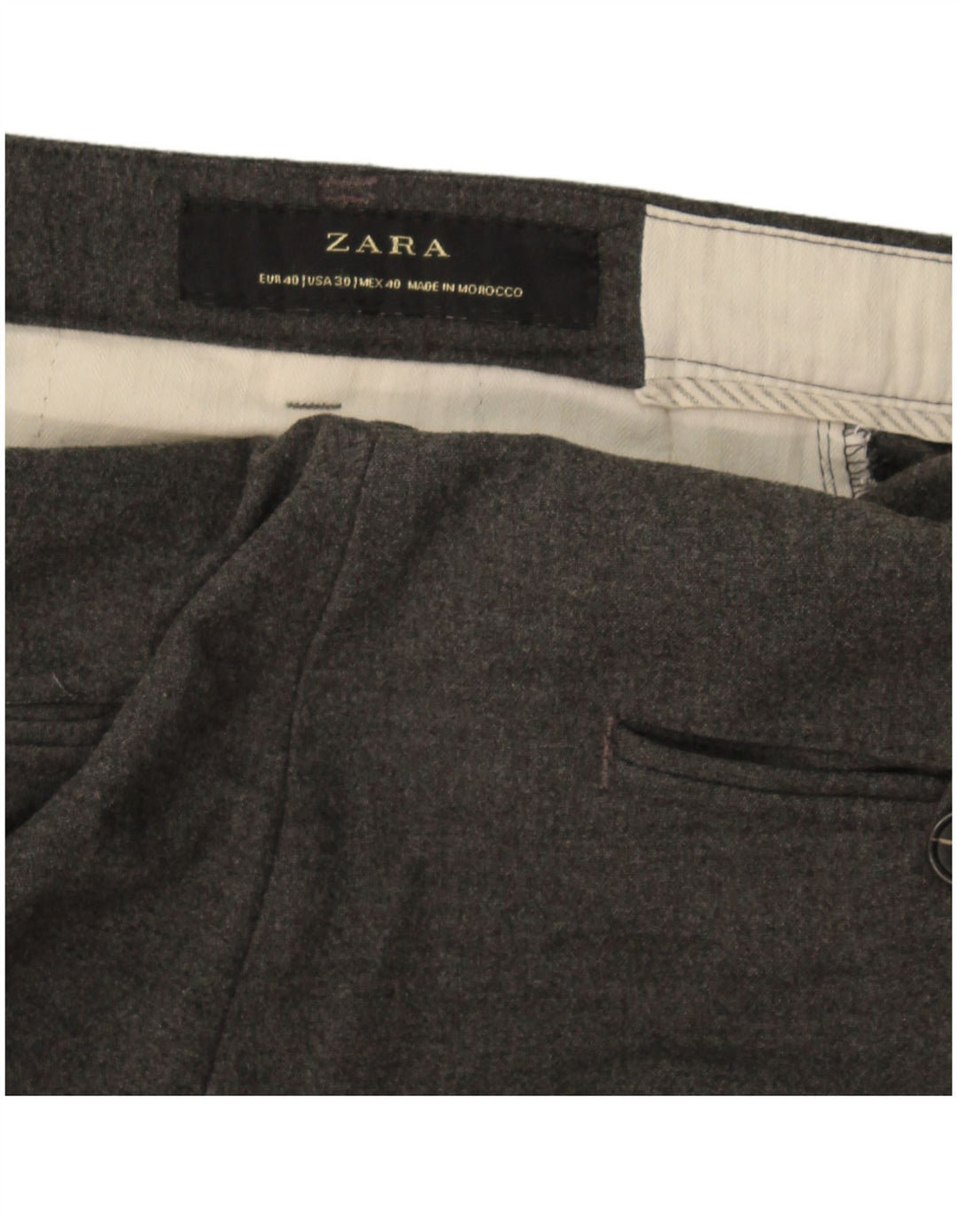 Zara Mens Slim Chino Trousers EU 40 Medium W30 L29 Grey Flecked