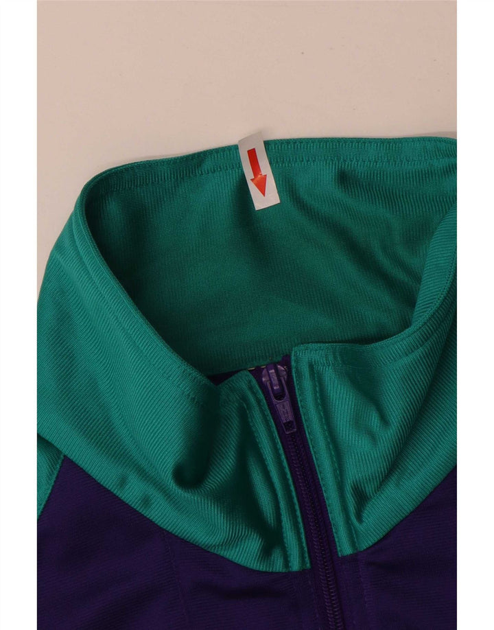 Vintage Mens Tracksuit Top Jacket Large Turquoise Colourblock