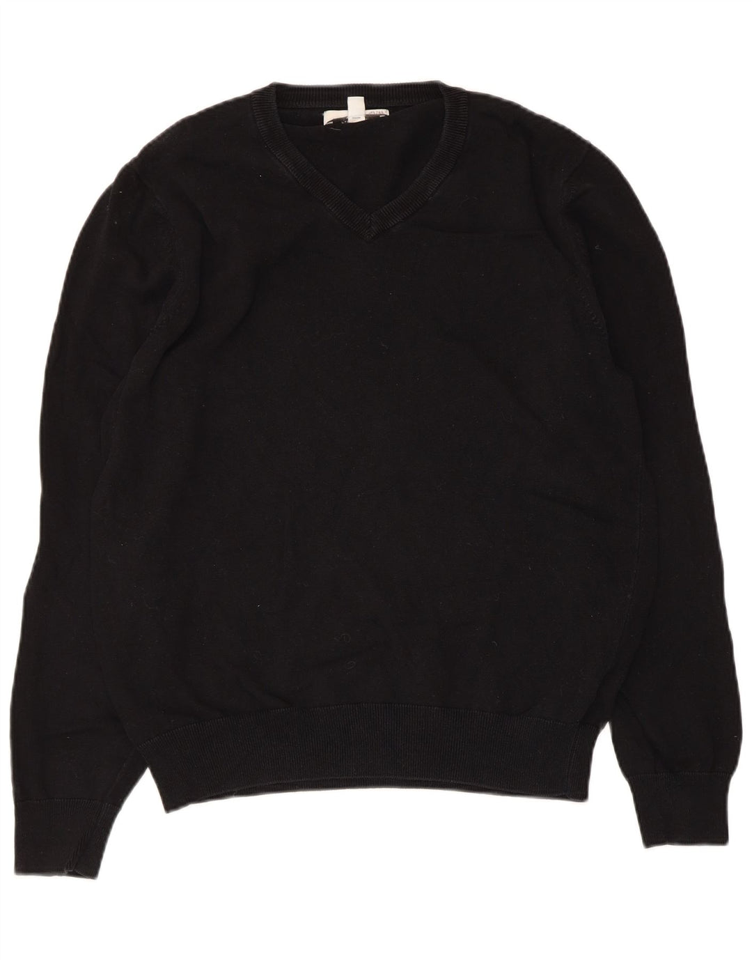 Marks & Spencer Mens V-Neck Jumper Sweater Medium Black Cotton