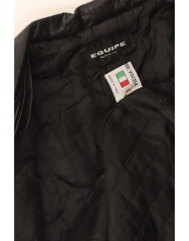 Equipe Womens Leather Coat IT 46 Large Black