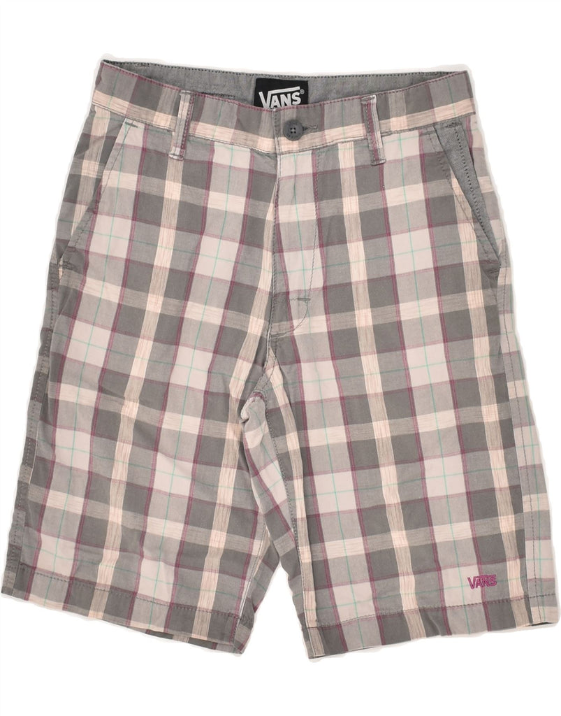 VANS Boys Chino Shorts 11-12 Years W26 Grey Check Cotton | Vintage Vans | Thrift | Second-Hand Vans | Used Clothing | Messina Hembry 
