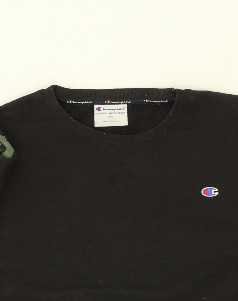 CHAMPION Mens Sweatshirt Jumper 2XL Black Cotton | Vintage Champion | Thrift | Second-Hand Champion | Used Clothing | Messina Hembry 