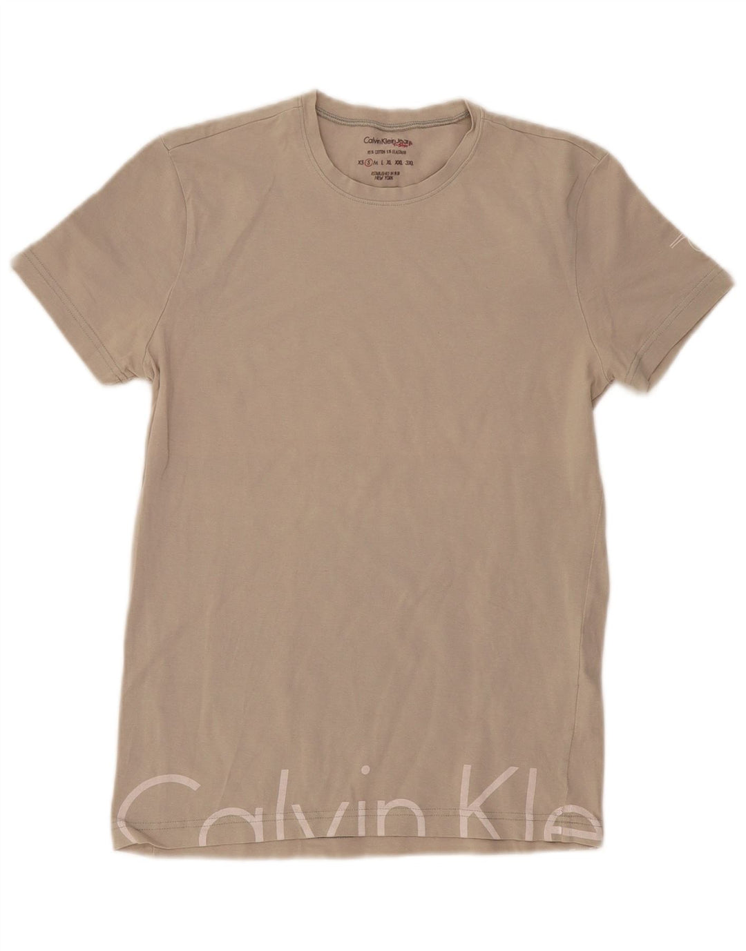 Calvin Klein Mens Graphic T-Shirt Top Small Off White Cotton