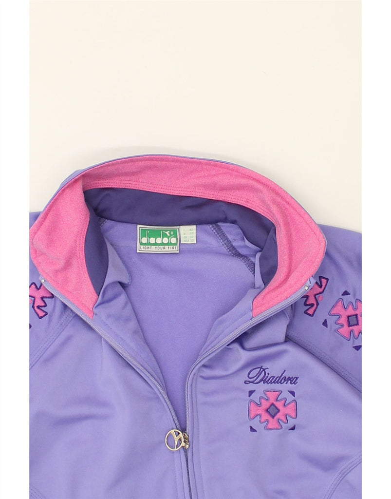 DIADORA Womens Oversized Graphic Tracksuit Top Jacket IT 42 Medium Purple | Vintage Diadora | Thrift | Second-Hand Diadora | Used Clothing | Messina Hembry 