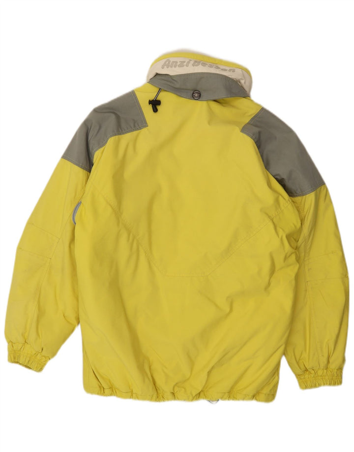 Anzi Besson Mens Graphic Hooded Ski Jacket UK 38 Medium Yellow Colourblock