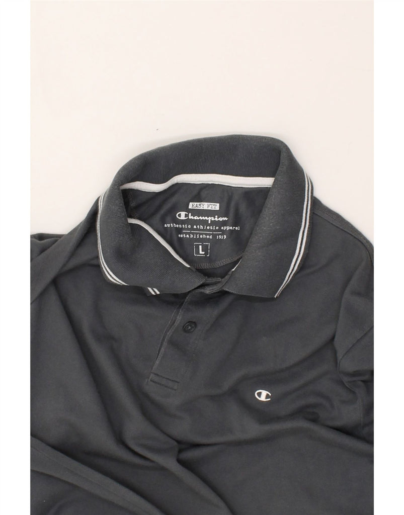 CHAMPION Mens Easy Fit Polo Shirt Large Grey Cotton | Vintage Champion | Thrift | Second-Hand Champion | Used Clothing | Messina Hembry 