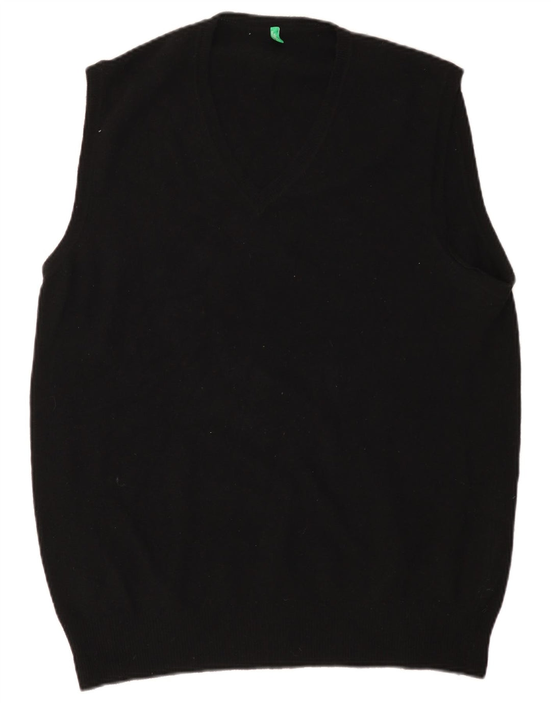 Benetton Mens Slim Fit Vest Tank Top XL Black Wool