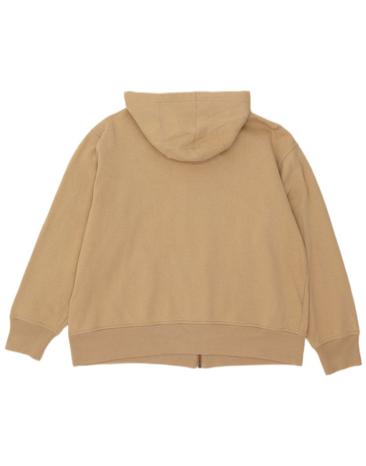 CAT Mens Zip Hoodie Sweater Medium Beige Cotton