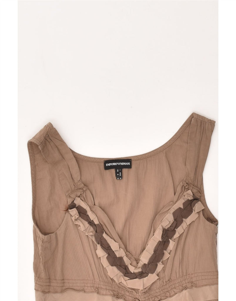 EMPORIO ARMANI Womens Sleeveless Blouse Top UK 8 Small Brown Cotton | Vintage Emporio Armani | Thrift | Second-Hand Emporio Armani | Used Clothing | Messina Hembry 