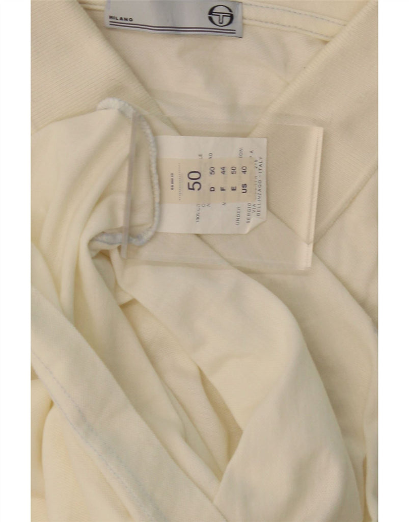 SERGIO TACCHINI Mens Polo Shirt IT 50 Medium Off White Cotton Vintage Sergio Tacchini and Second-Hand Sergio Tacchini from Messina Hembry 