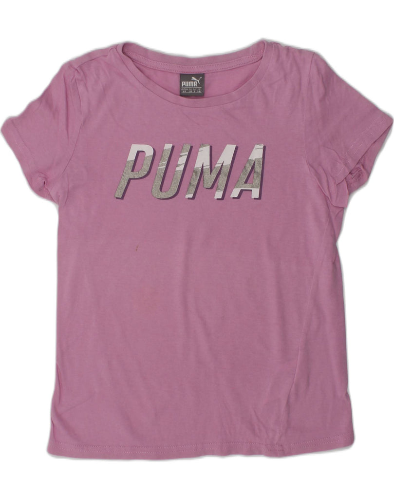 PUMA Girls Graphic T-Shirt Top 7-8 Years Purple Cotton | Vintage Puma | Thrift | Second-Hand Puma | Used Clothing | Messina Hembry 