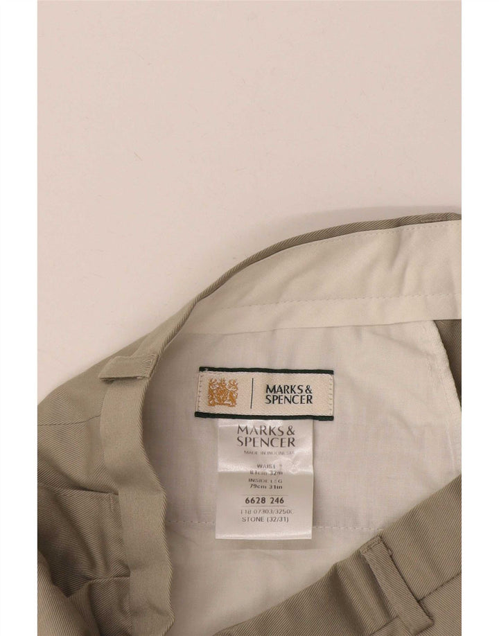 Marks & Spencer Mens Pegged Casual Trousers W32 L31 Green Polyester