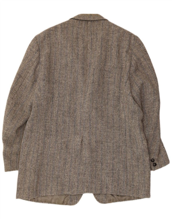 Hunter Haig Mens Harris Tweed Blazer Jacket UK 38 Medium Grey Herringbone
