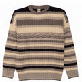 Vintage Mens Crew Neck Jumper Sweater Large Grey Striped