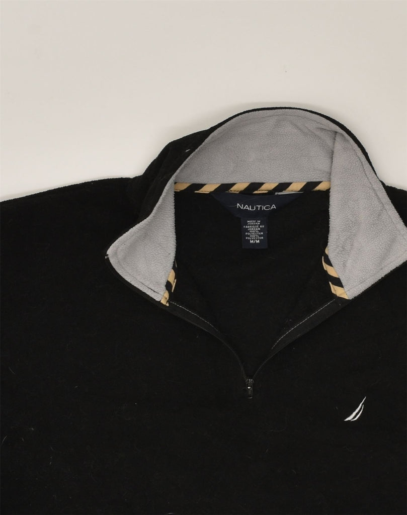 NAUTICA Mens Zip Neck Fleece Jumper Medium Black Polyester | Vintage Nautica | Thrift | Second-Hand Nautica | Used Clothing | Messina Hembry 