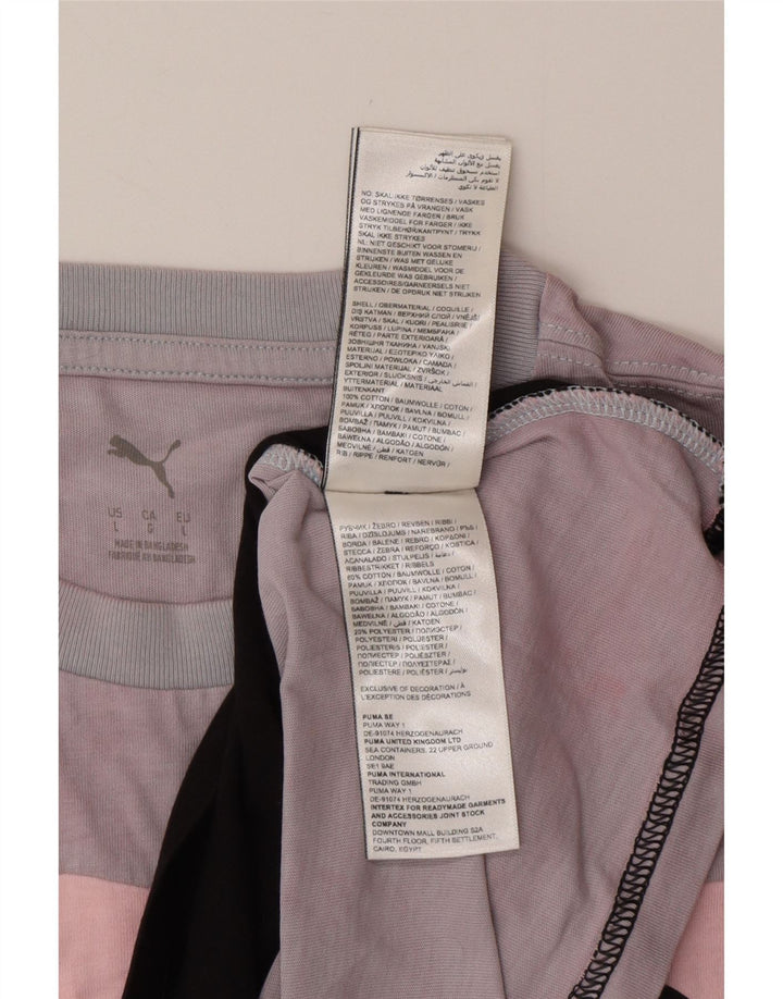 PUMA Mens T-Shirt Top Large Multicoloured Colourblock Cotton
