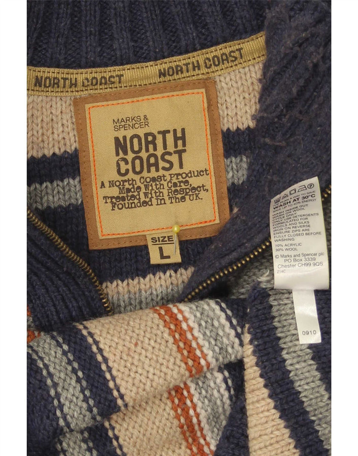 Marks & Spencer Mens North Coast Zip Neck Jumper Sweater Large Navy Blue