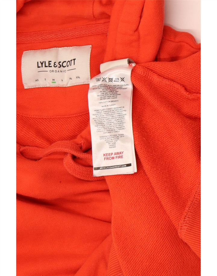 Lyle & Scott Mens Hoodie Jumper Medium Orange Cotton