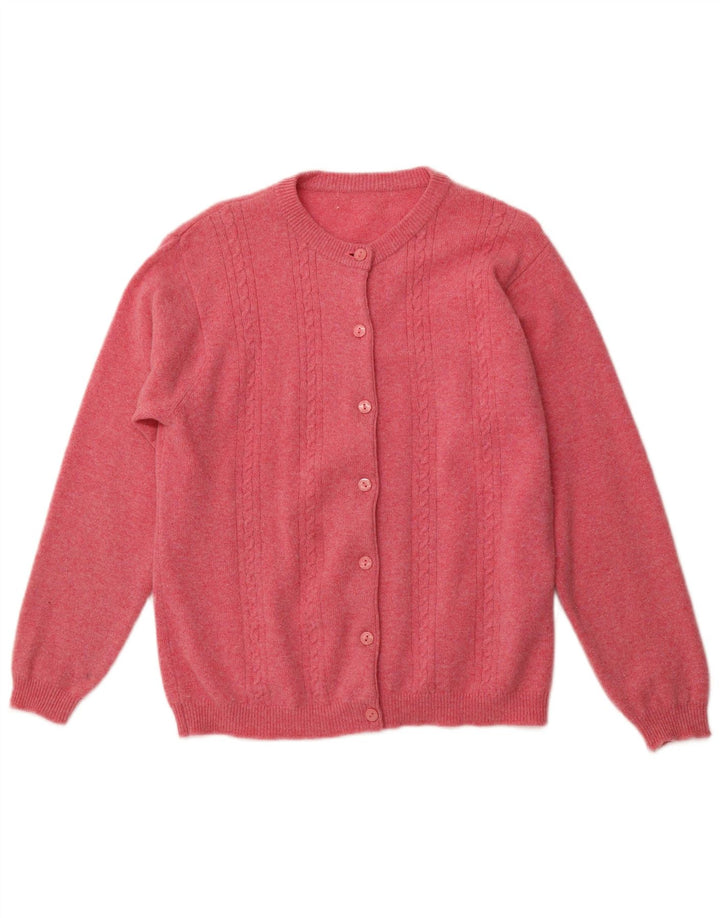 VINTAGE Womens Cardigan Sweater UK 16 Large Pink Wool