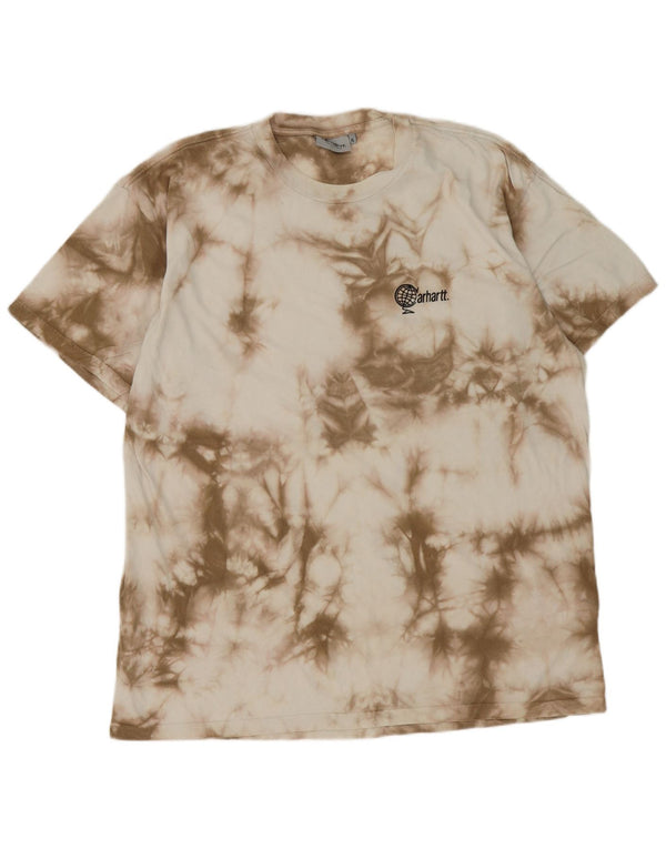 Carhartt Mens T-Shirt Top XL Beige Tie Dye Cotton