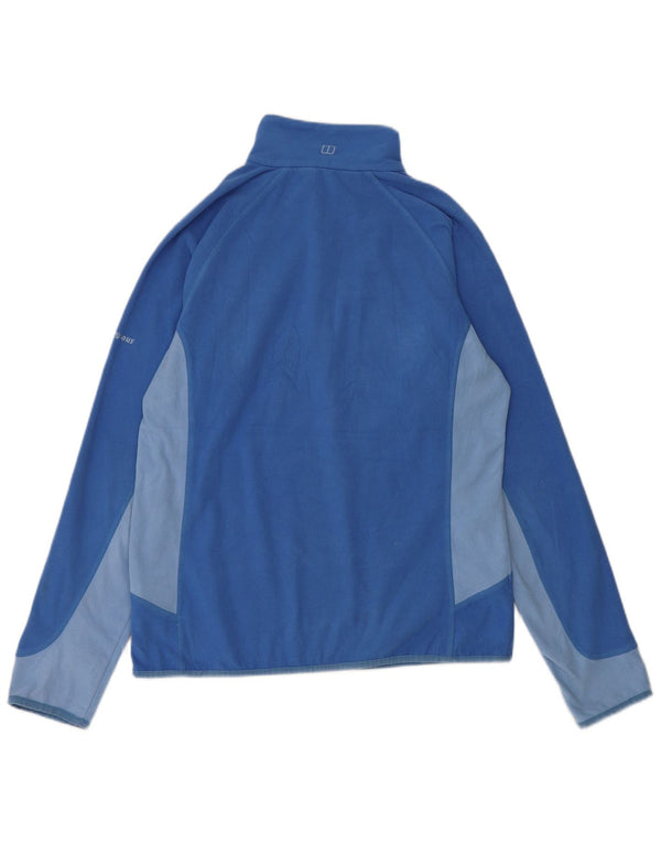 Berghaus Womens Zip Neck Fleece Jumper UK 14 Large Blue Colourblock