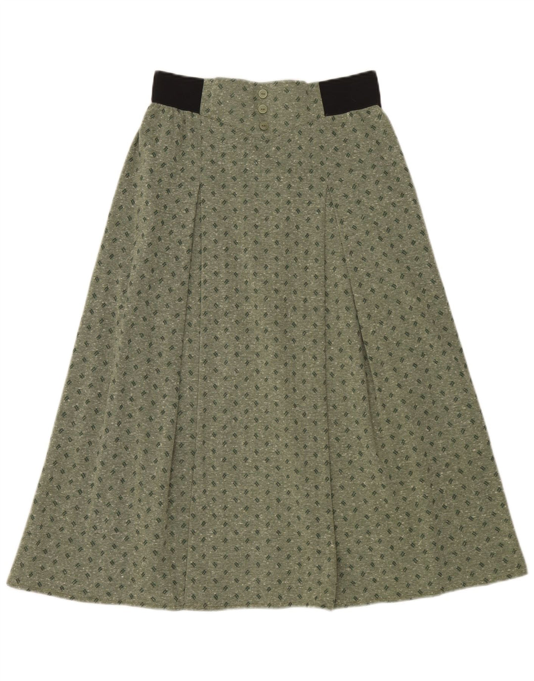 Vintage Womens Midi Skirt IT 42 Medium W30 Green Spotted Polyester