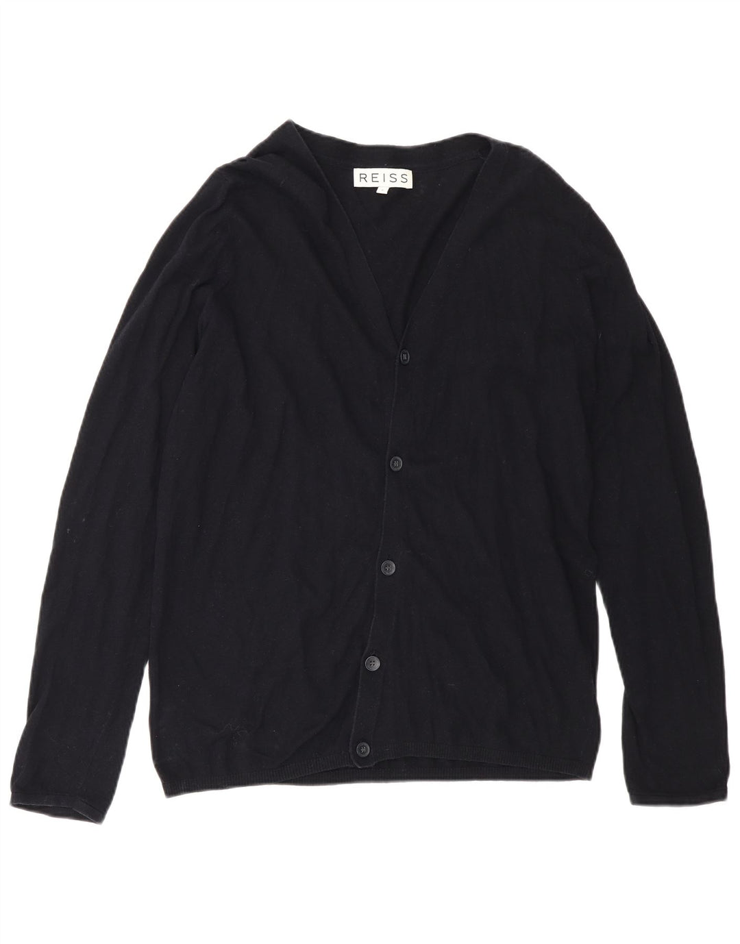 Reiss Mens Cardigan Sweater Small Black Cotton