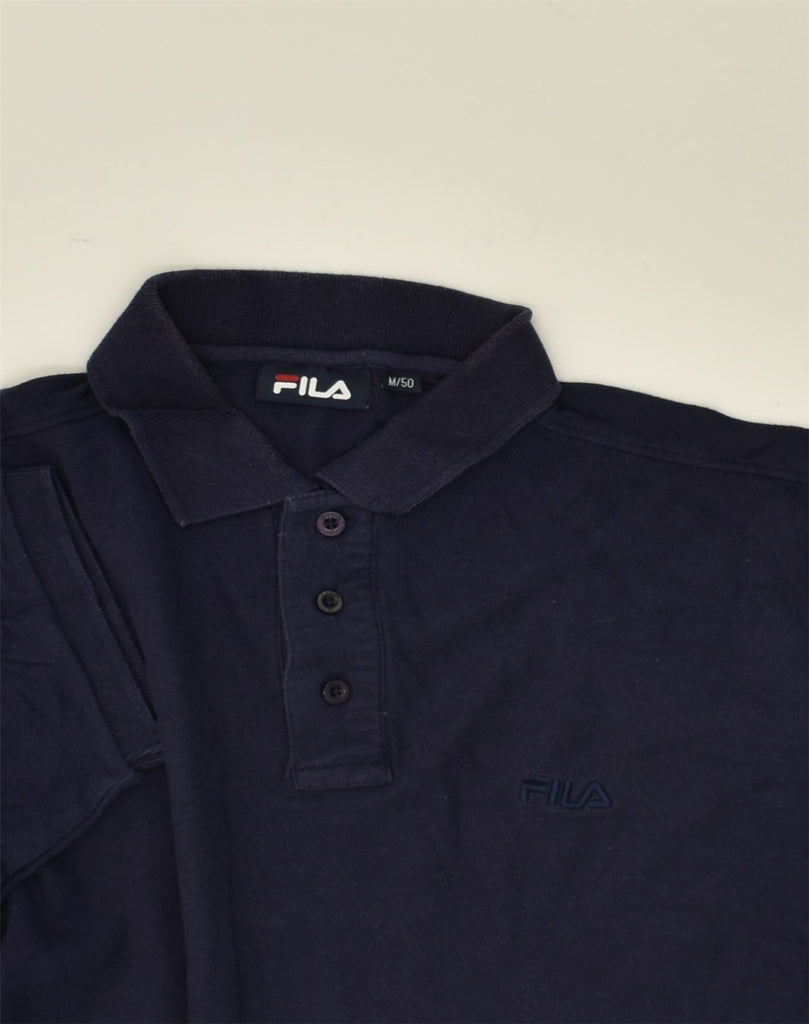 FILA Mens Polo Shirt IT 50 Medium Navy Blue | Vintage Fila | Thrift | Second-Hand Fila | Used Clothing | Messina Hembry 