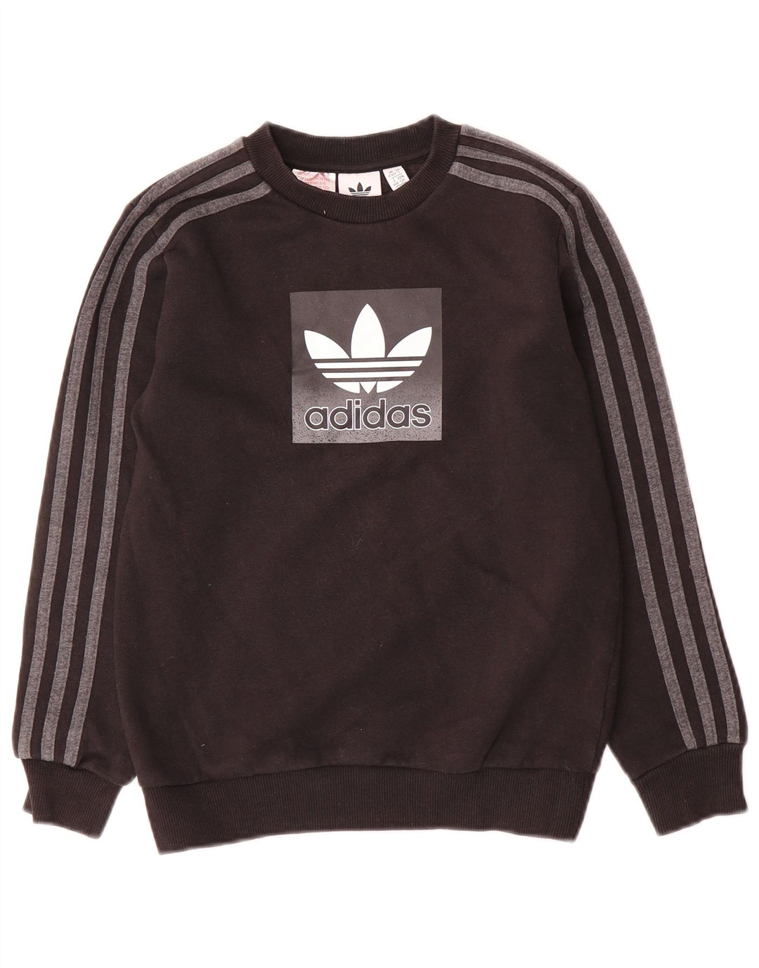 Adidas Boys Graphic Sweatshirt Jumper 9-10 Years Black Cotton