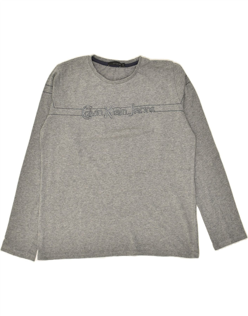 CALVIN KLEIN JEANS Boys Graphic Top Long Sleeve 15-16 Years Grey | Vintage Calvin Klein Jeans | Thrift | Second-Hand Calvin Klein Jeans | Used Clothing | Messina Hembry 