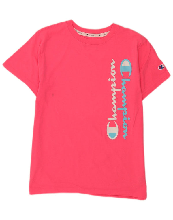 Champion Womens Graphic T-Shirt Top UK 12 Medium Pink Cotton